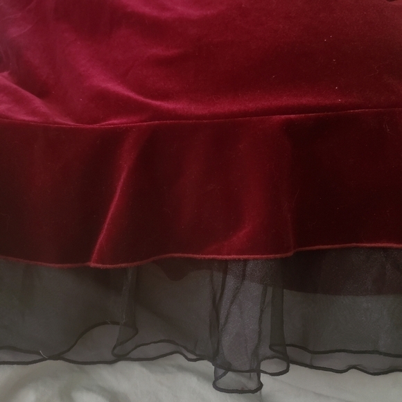 Maternite Maternity Red Velvety Skirt Women's Large L Full Panel Stretch Waist - Picture 3 of 6